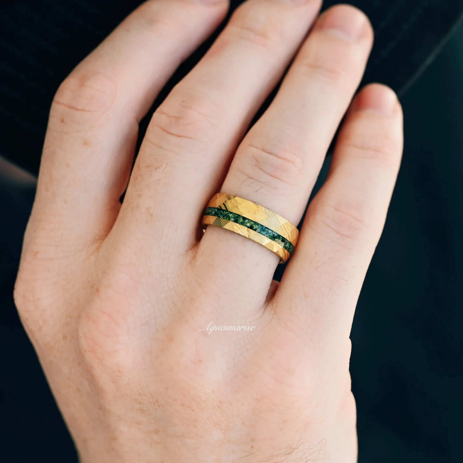 Skye Kite® Green Moss Agate Couples Ring Set - Image 7