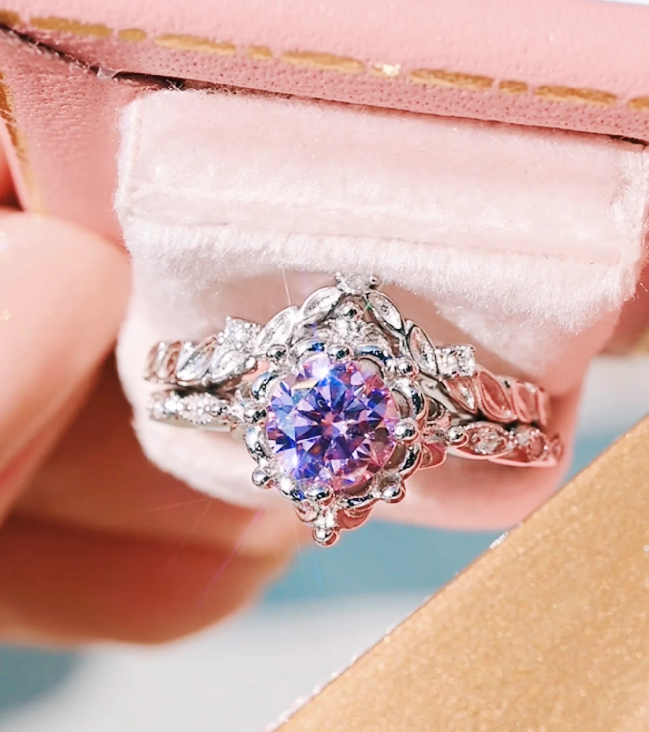 Lavender Fairy Moissanite Ring Set in Sterling Silver - Image 3