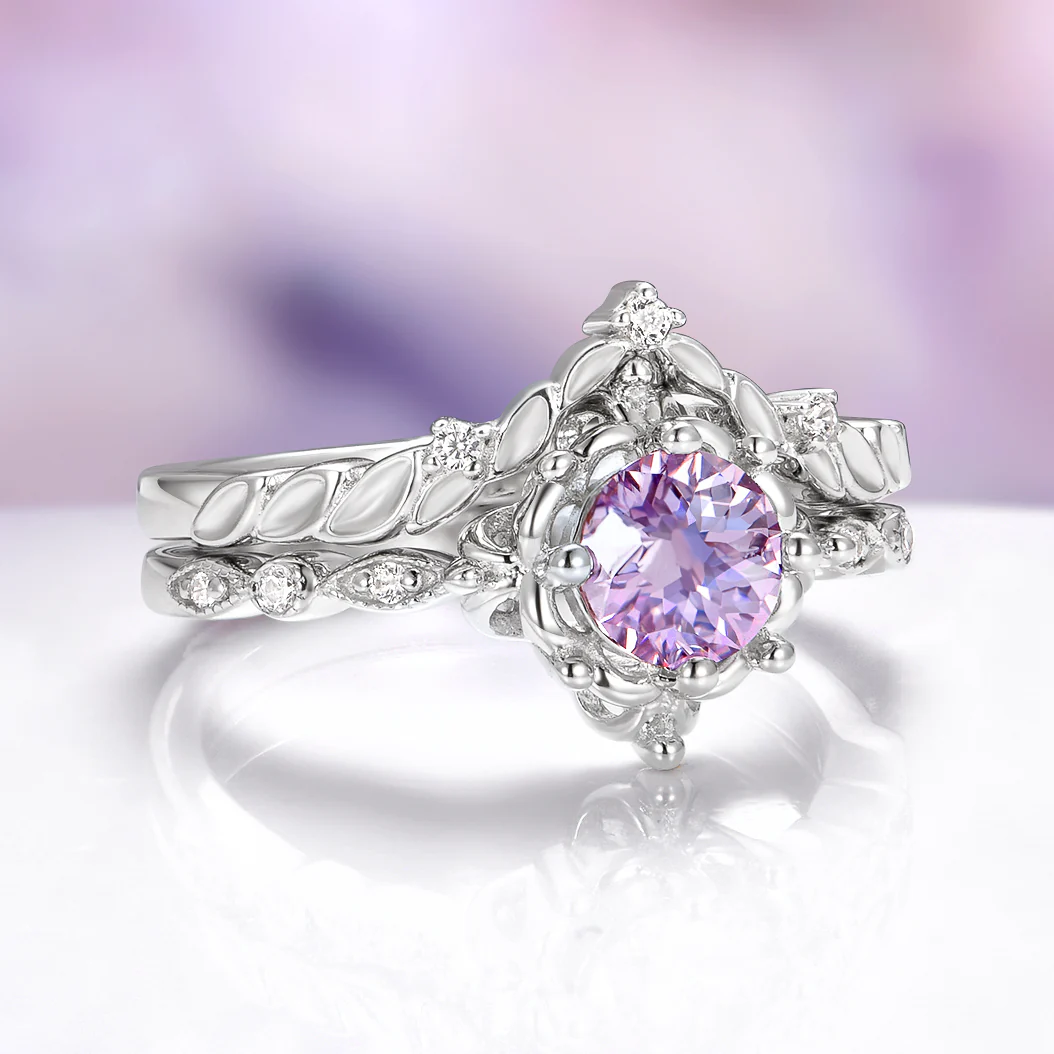 Lavender Fairy Moissanite Ring Set in Sterling Silver - Image 5