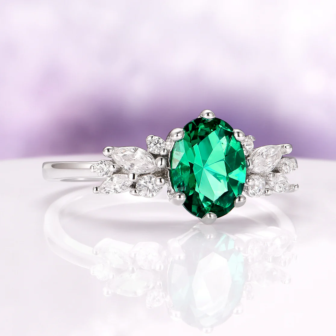 Emerald Leaf Couples Ring Set - Image 6