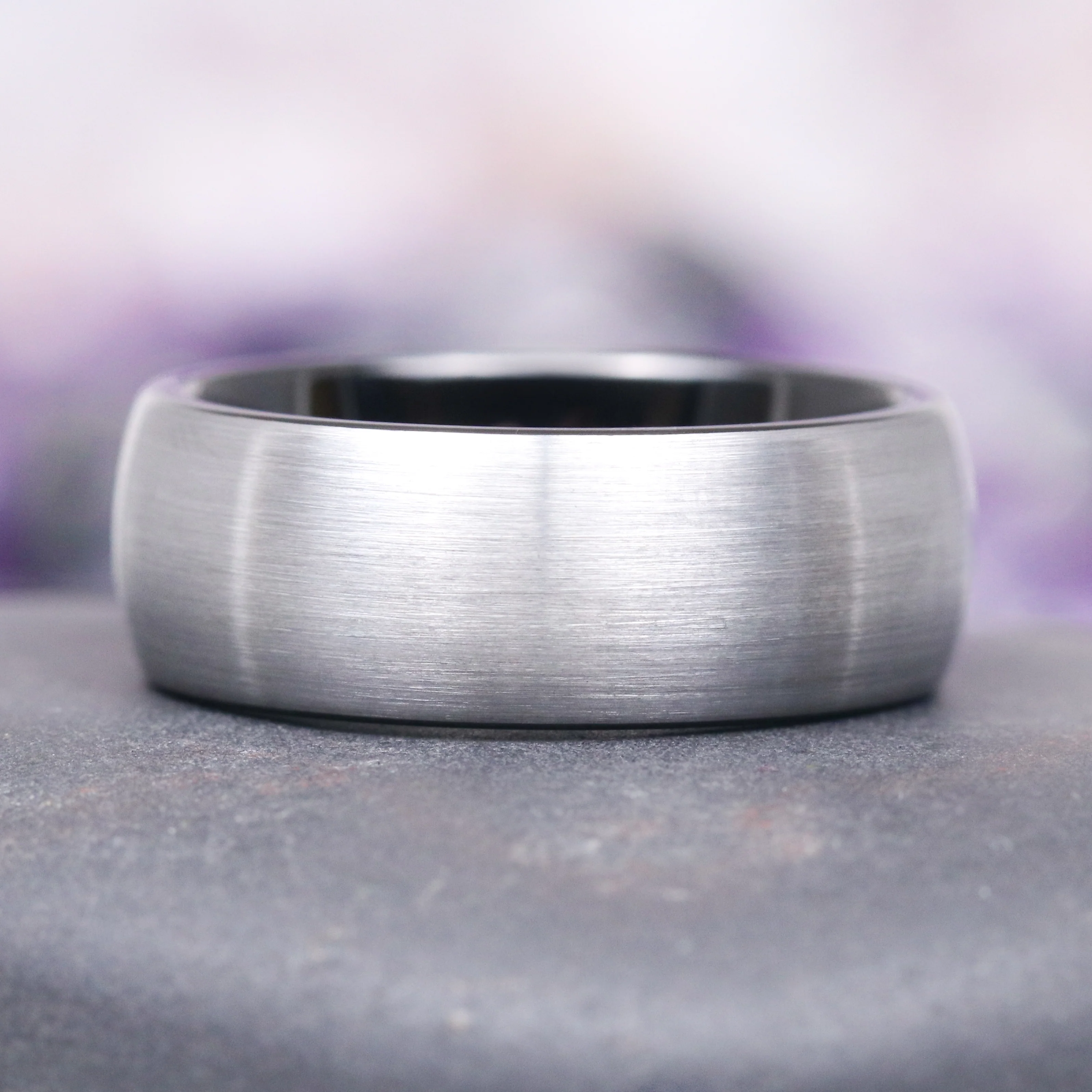 Gray Moissanite Crescent Moon Couples Ring Set - Image 4