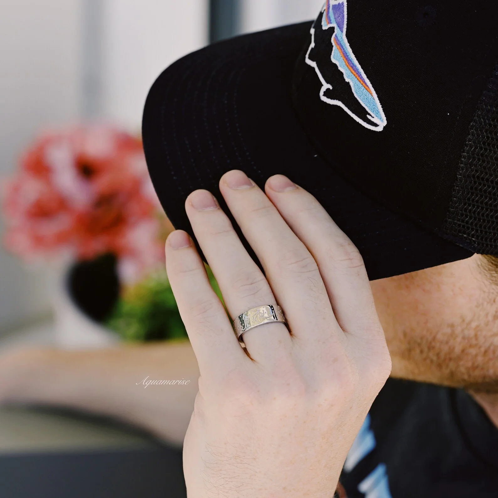 Moissanite & Crescent Moon Constellation Couples Ring Set - Image 6