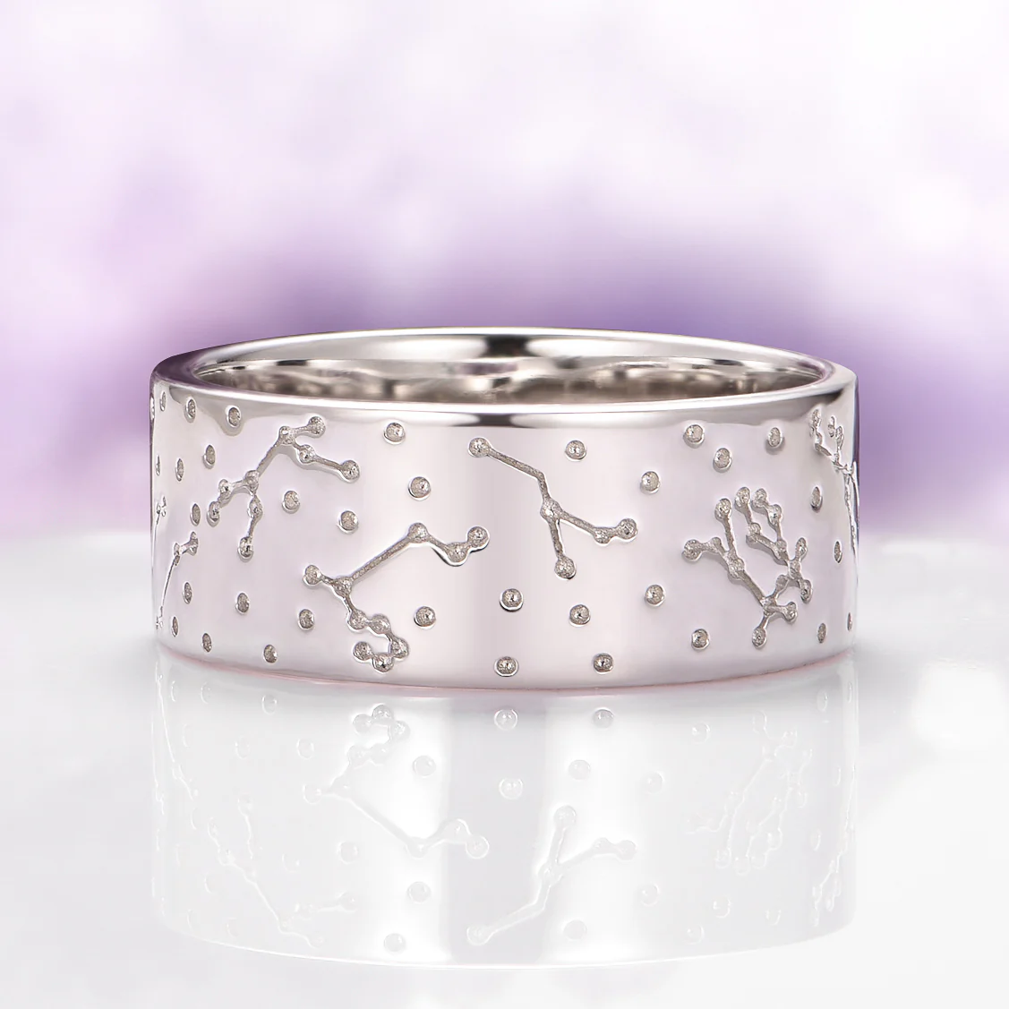 Moissanite & Crescent Moon Constellation Couples Ring Set - Image 9