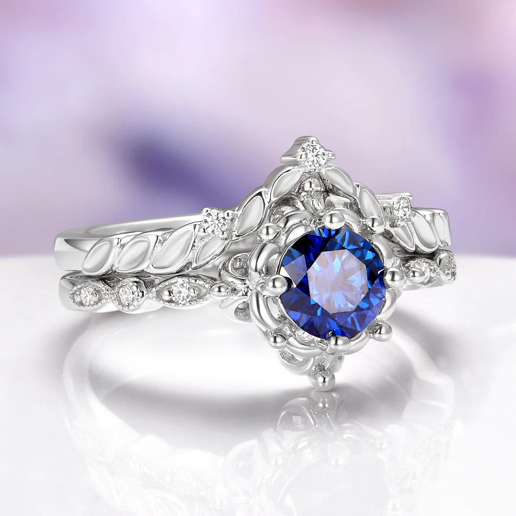 Midnight Fairy Blue Moissanite Engagement Ring in 14K White Gold - Image 3
