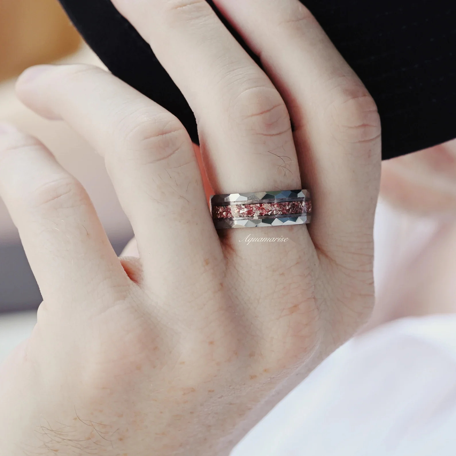 Teardrop Morganite Couples Ring Set - Image 4