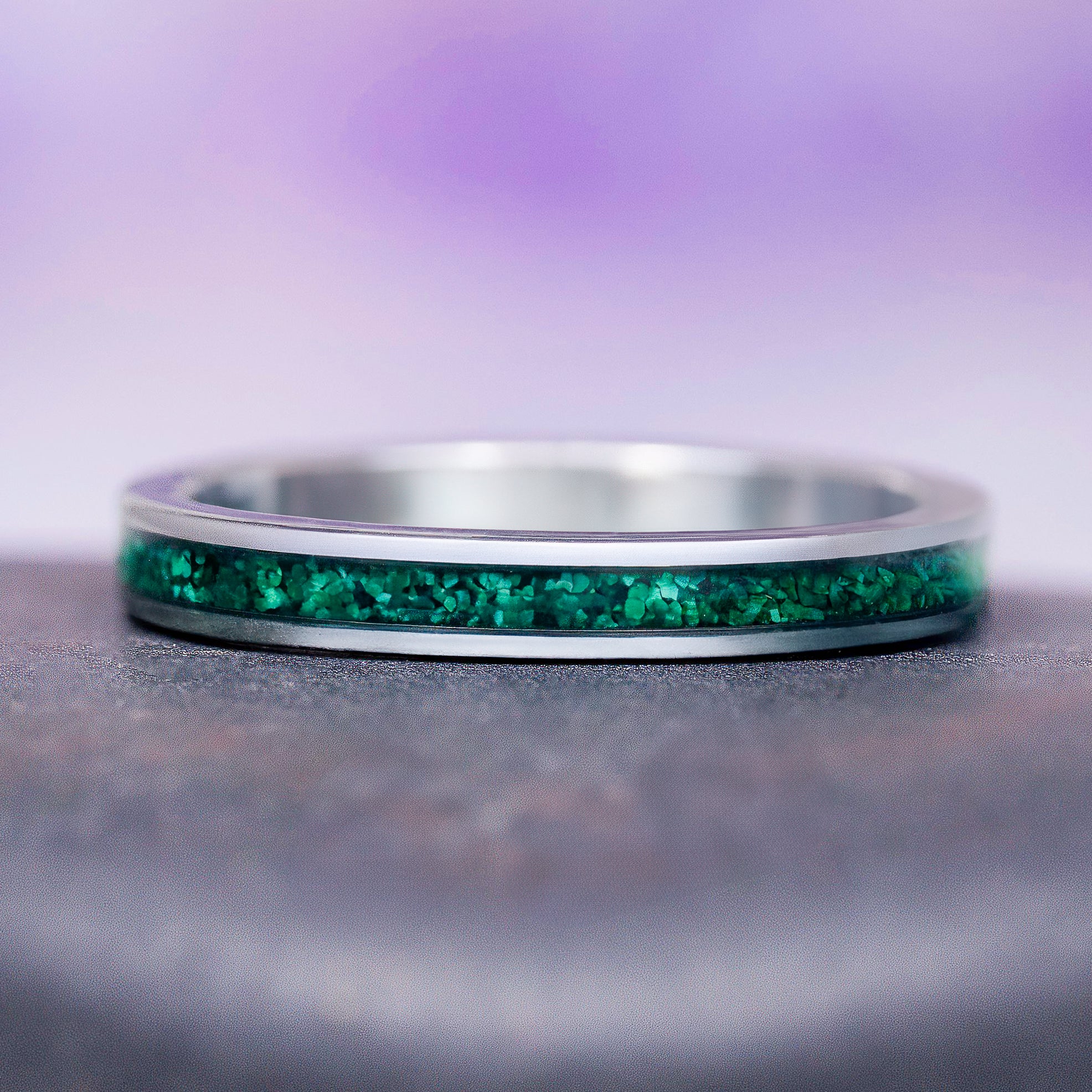 Natural Malachite Minimalist Couples Ring Set - Image 5