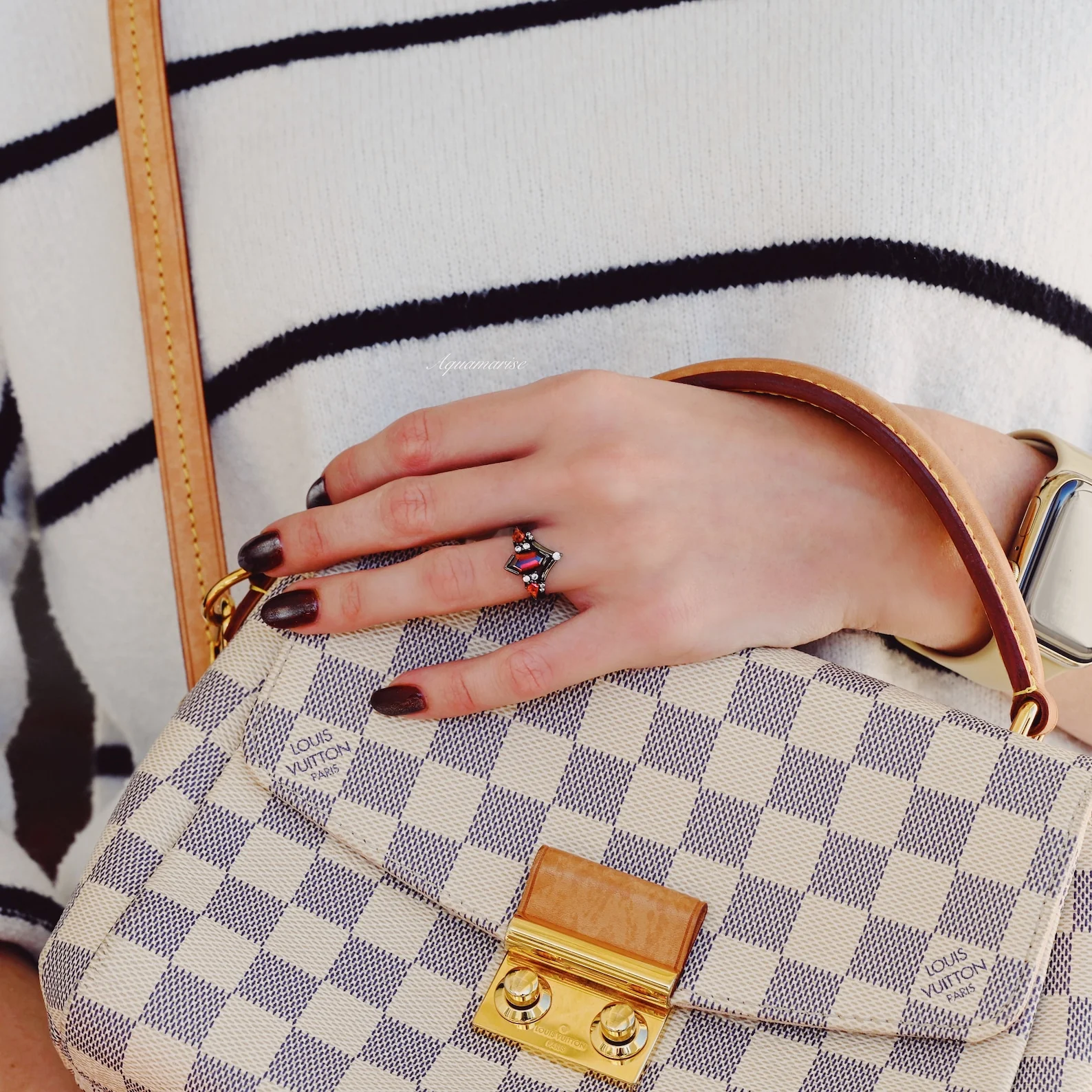 Natural Garnet & Red Fire Opal Couples Ring Set - Image 5