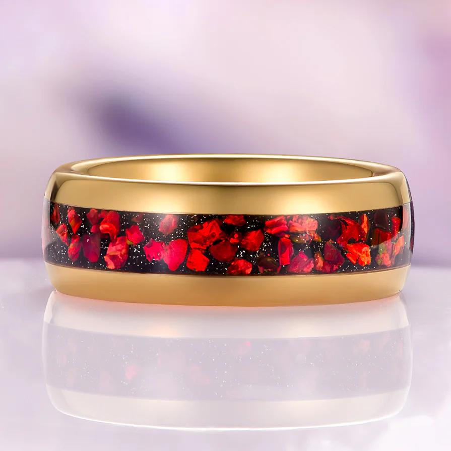 Natural Garnet & Red Fire Opal Leaf Couples Ring Set - Image 10