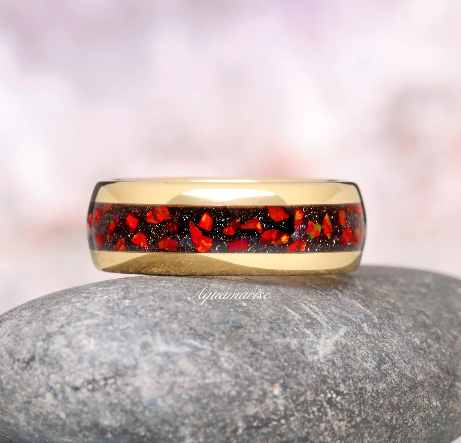 Natural Garnet & Red Fire Opal Leaf Couples Ring Set - Image 12
