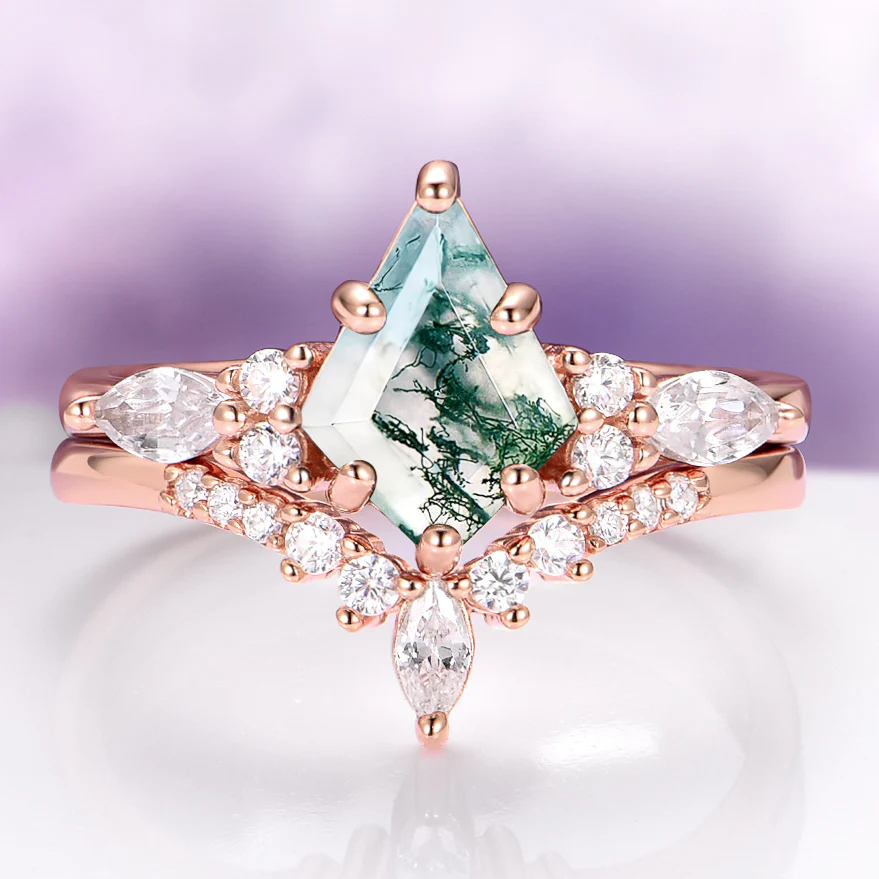 Skye Kite® Green Moss Agate Ring Set in 14K Rose Gold Vermeil - Image 8