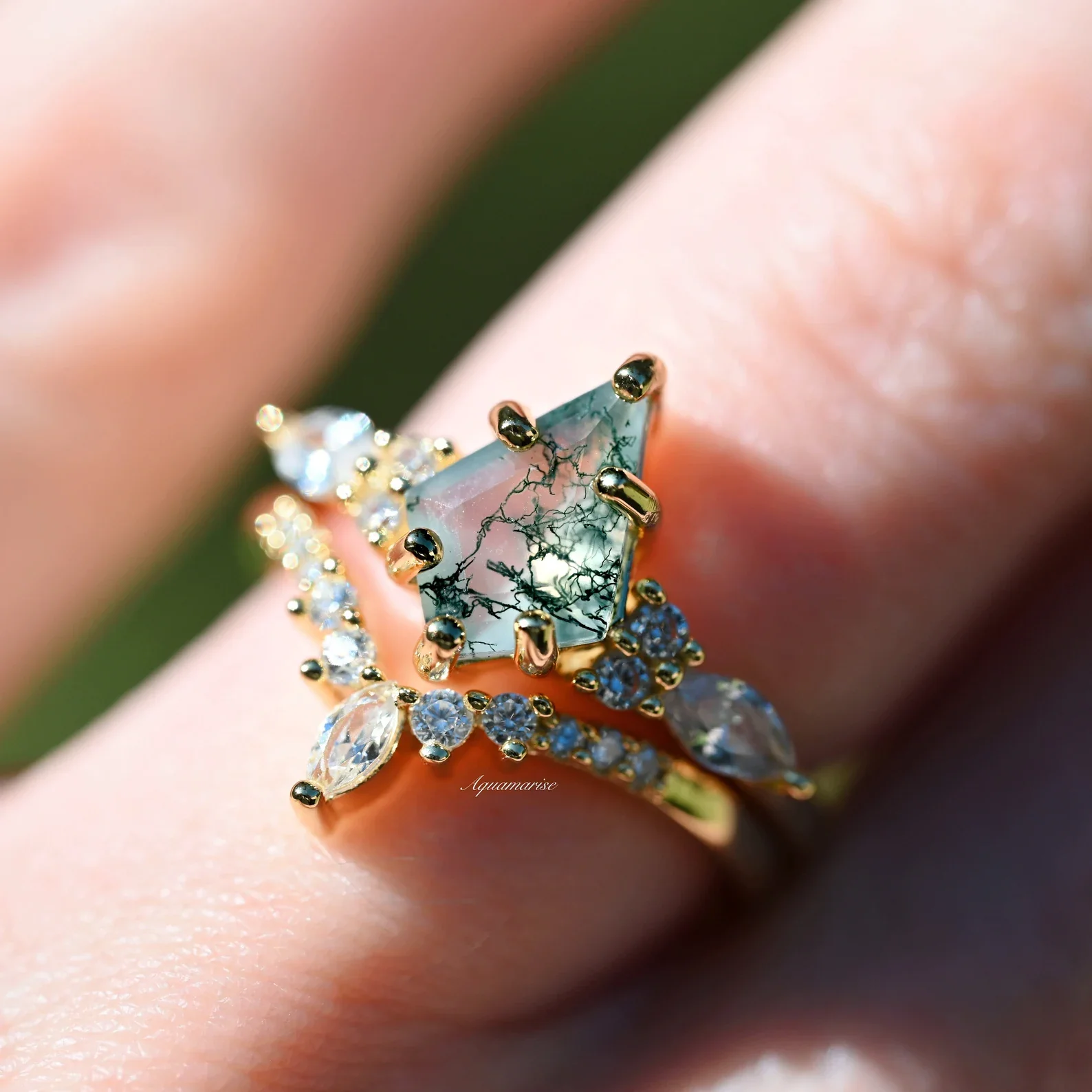 Skye Kite® Green Moss Agate Ring Set in 14K Yellow Gold Vermeil - Image 6