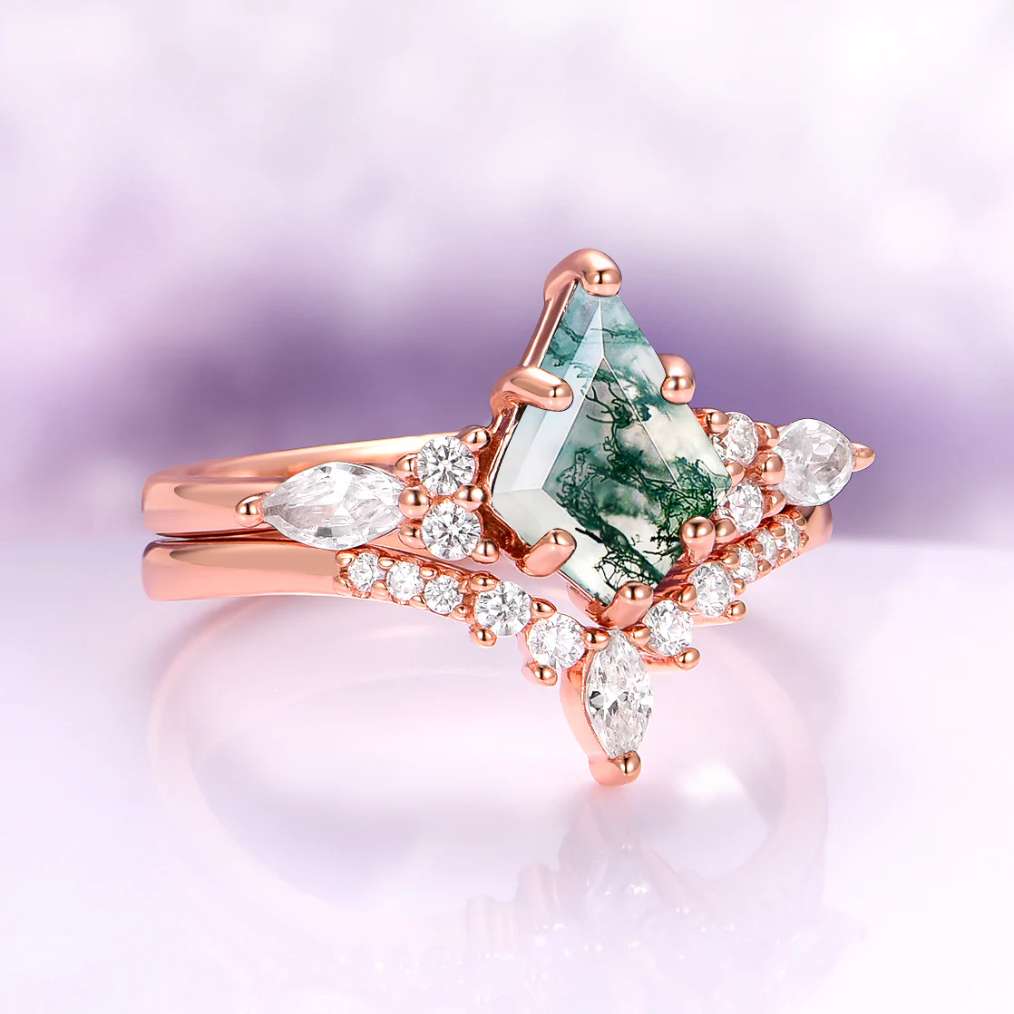 Skye Kite® Green Moss Agate Ring Set in 14K Rose Gold Vermeil - Image 7