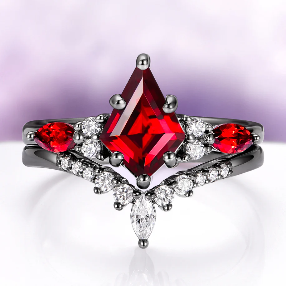 Skye Kite® Natural Red Garnet Couples Ring Set - Image 3