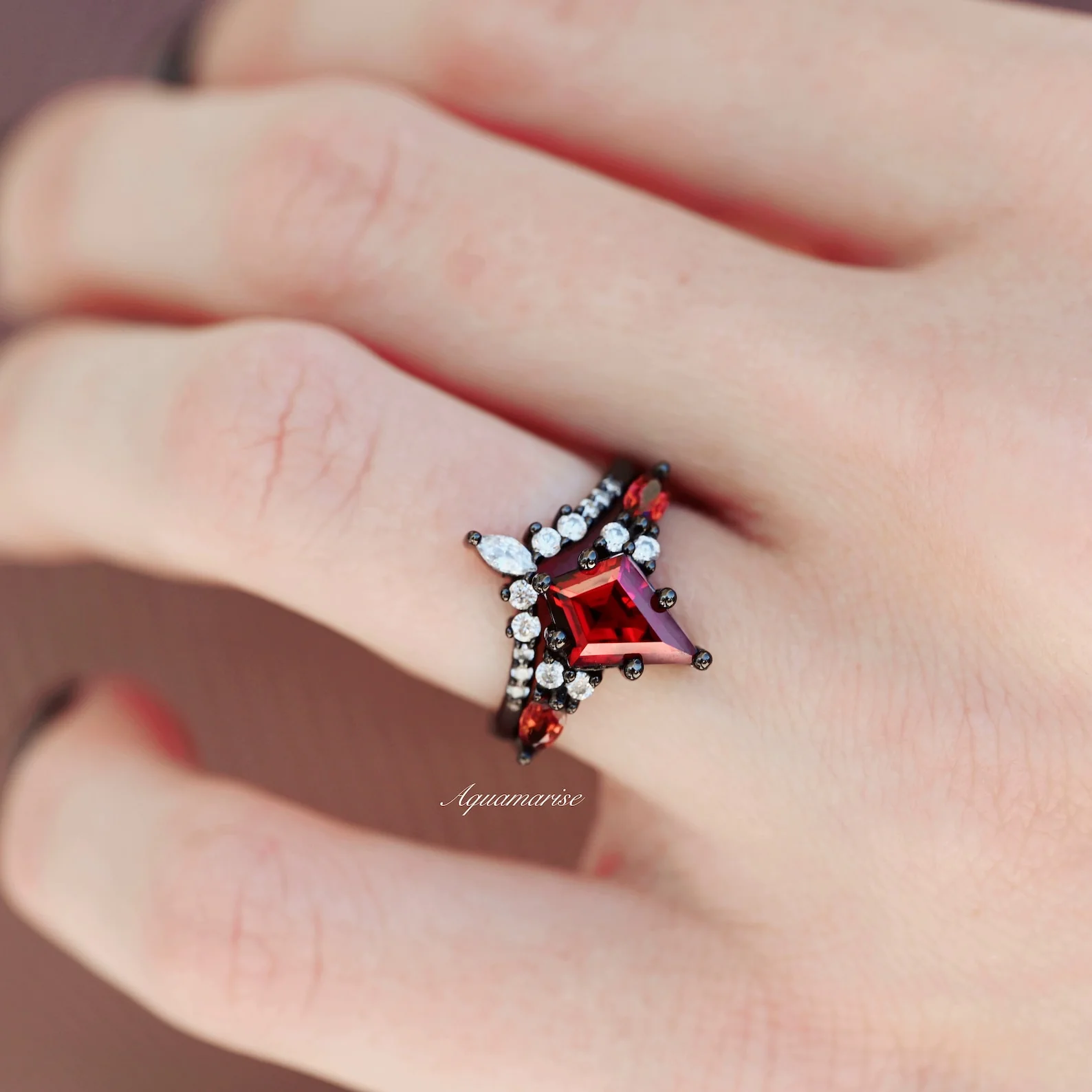 Skye Kite® Natural Red Garnet Couples Ring Set - Image 6