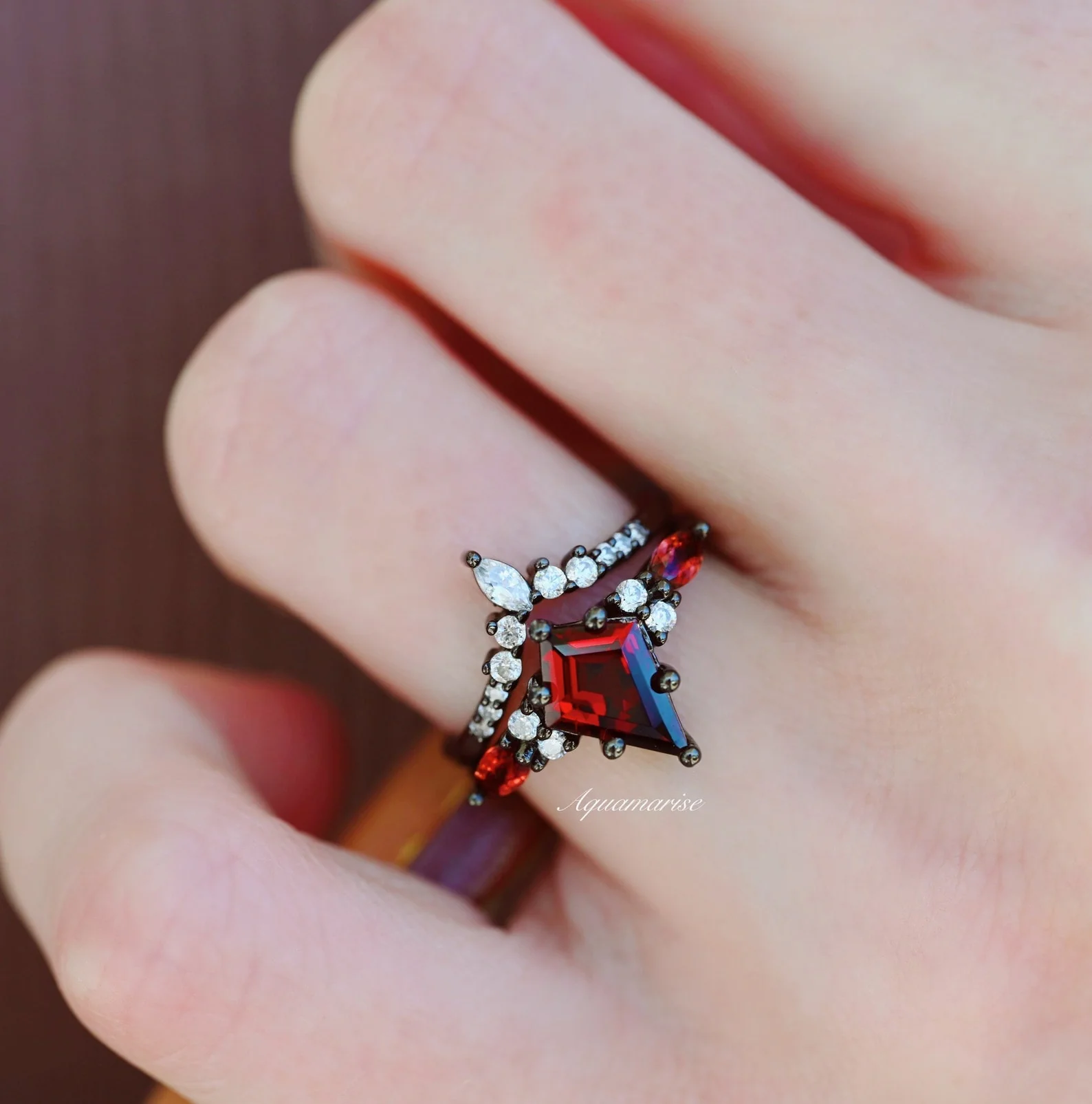 Skye Kite® Natural Red Garnet Couples Ring Set - Image 7