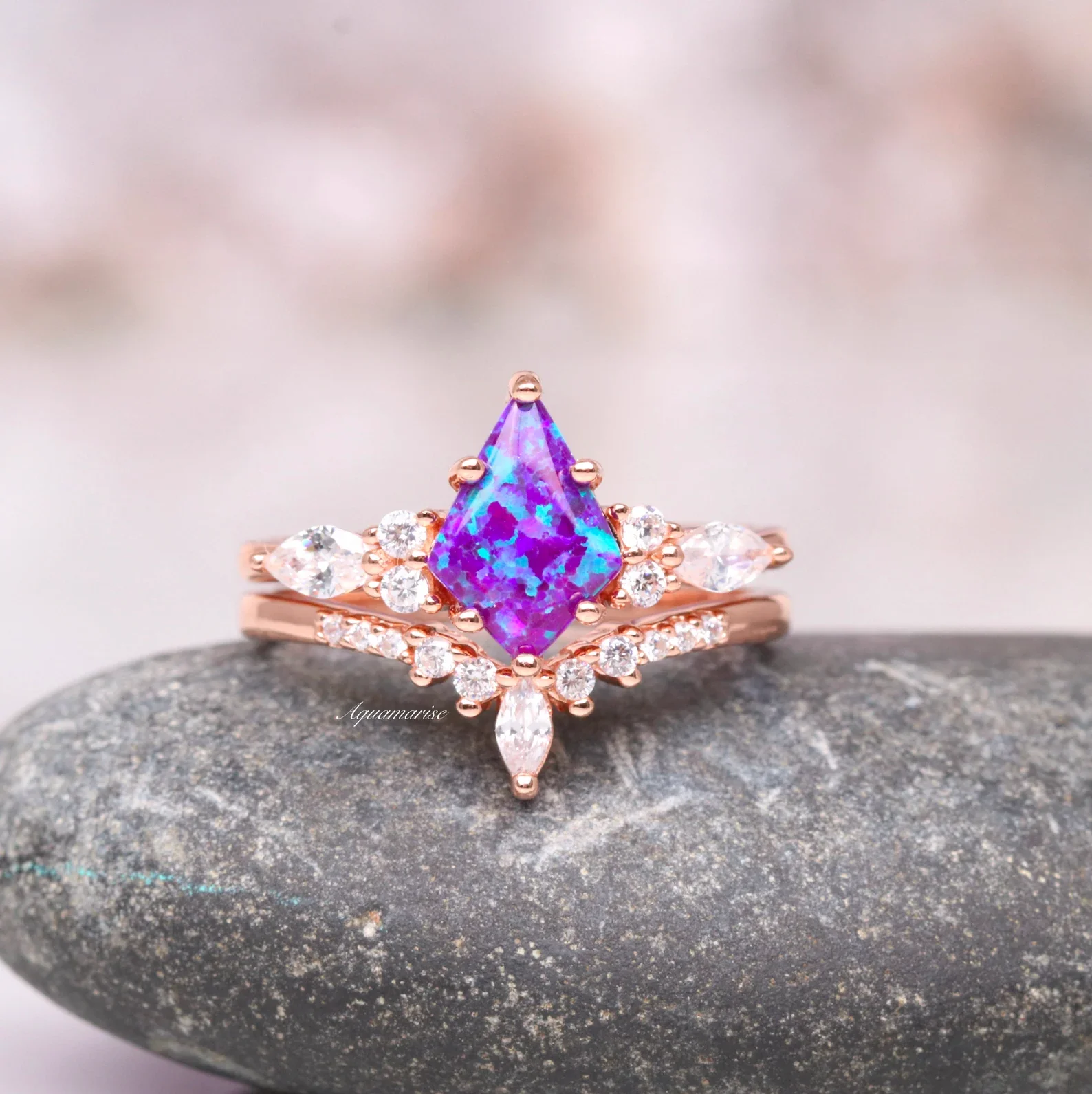 Skye Kite® Purple Fire Opal Couples Ring Set - Image 3