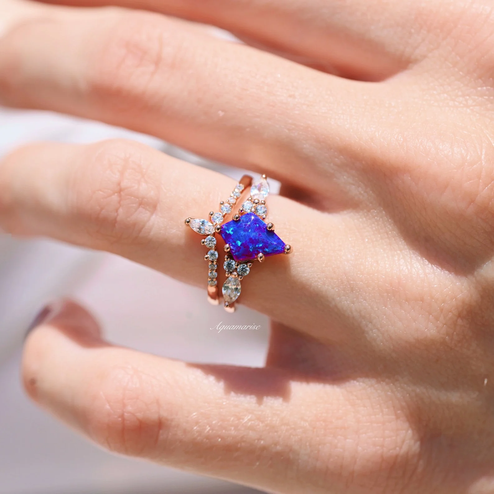 Skye Kite® Purple Fire Opal Couples Ring Set - Image 5