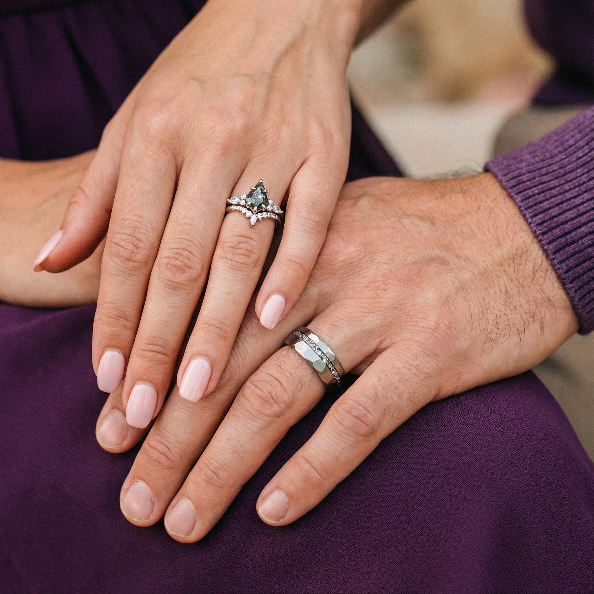 Skye Kite® Galaxy Raw Herkimer Diamond Ring Set in Sterling Silver (Salt & Pepper Diamond) - Image 4