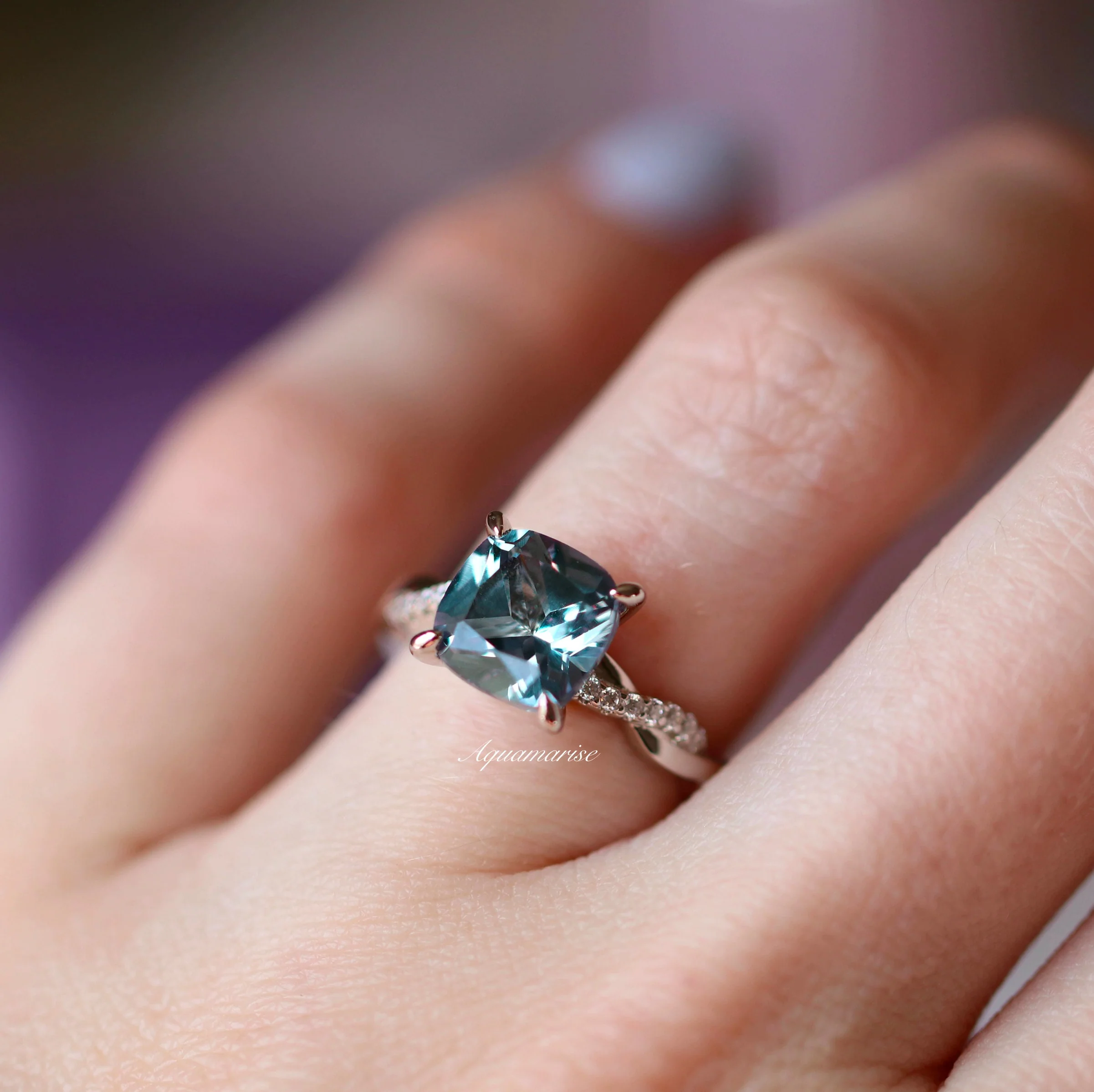 Sophia Twisted Vine Alexandrite Ring in Sterling Silver - Image 3