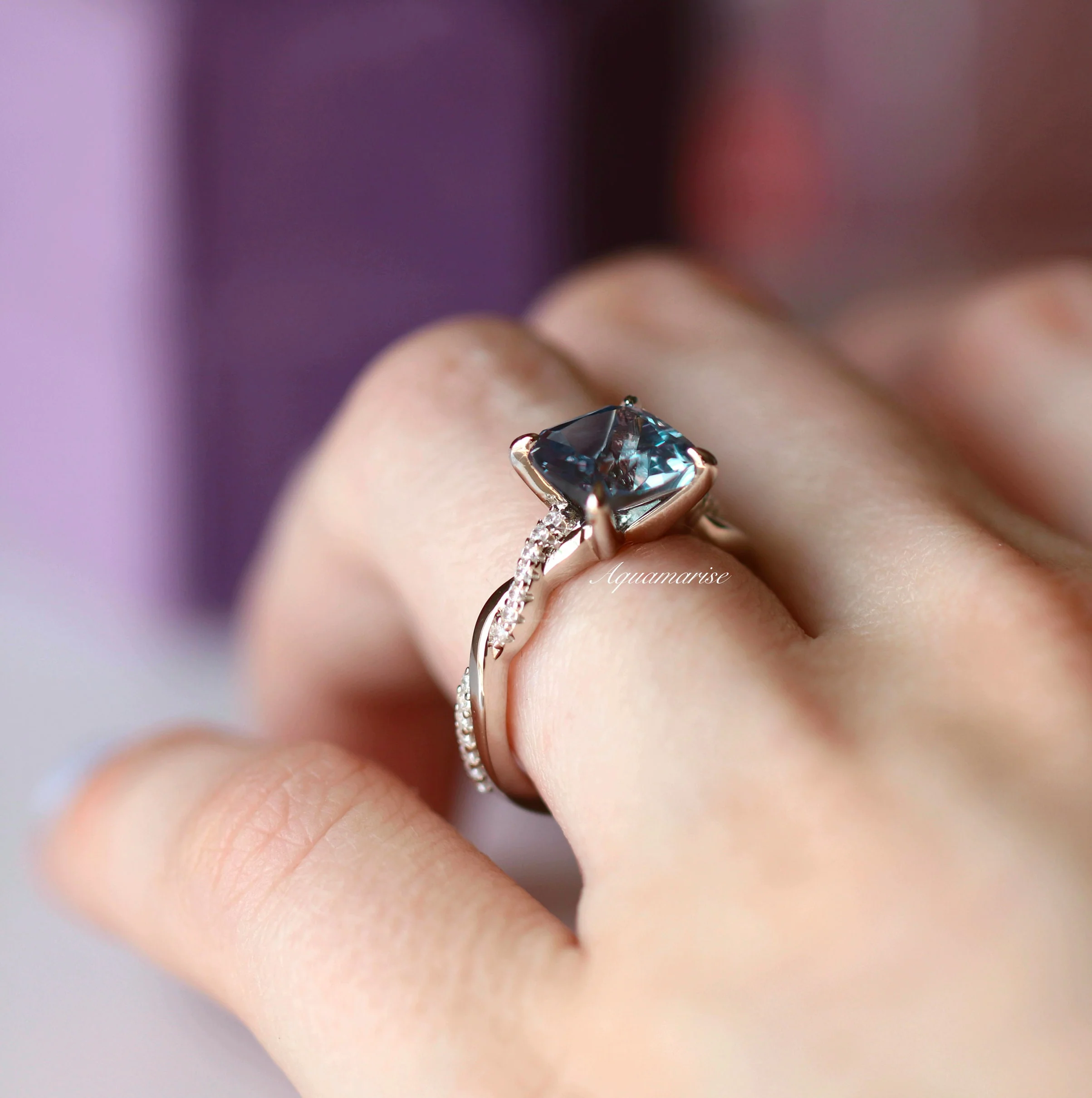 Sophia Twisted Vine Alexandrite Ring in Sterling Silver - Image 4