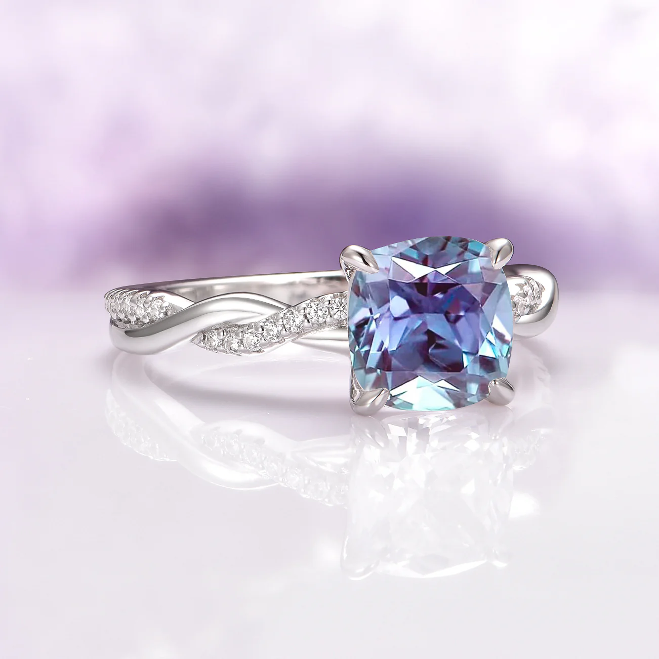 Sophia Twisted Vine Alexandrite Ring in Sterling Silver - Image 6
