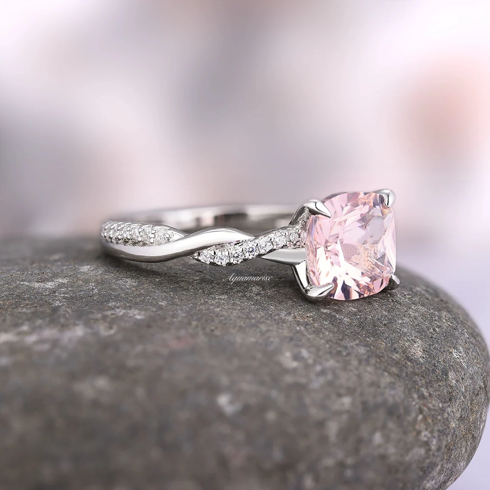 Sophia Twisted Vine Morganite Engagement Ring in 14K White Gold - Image 6