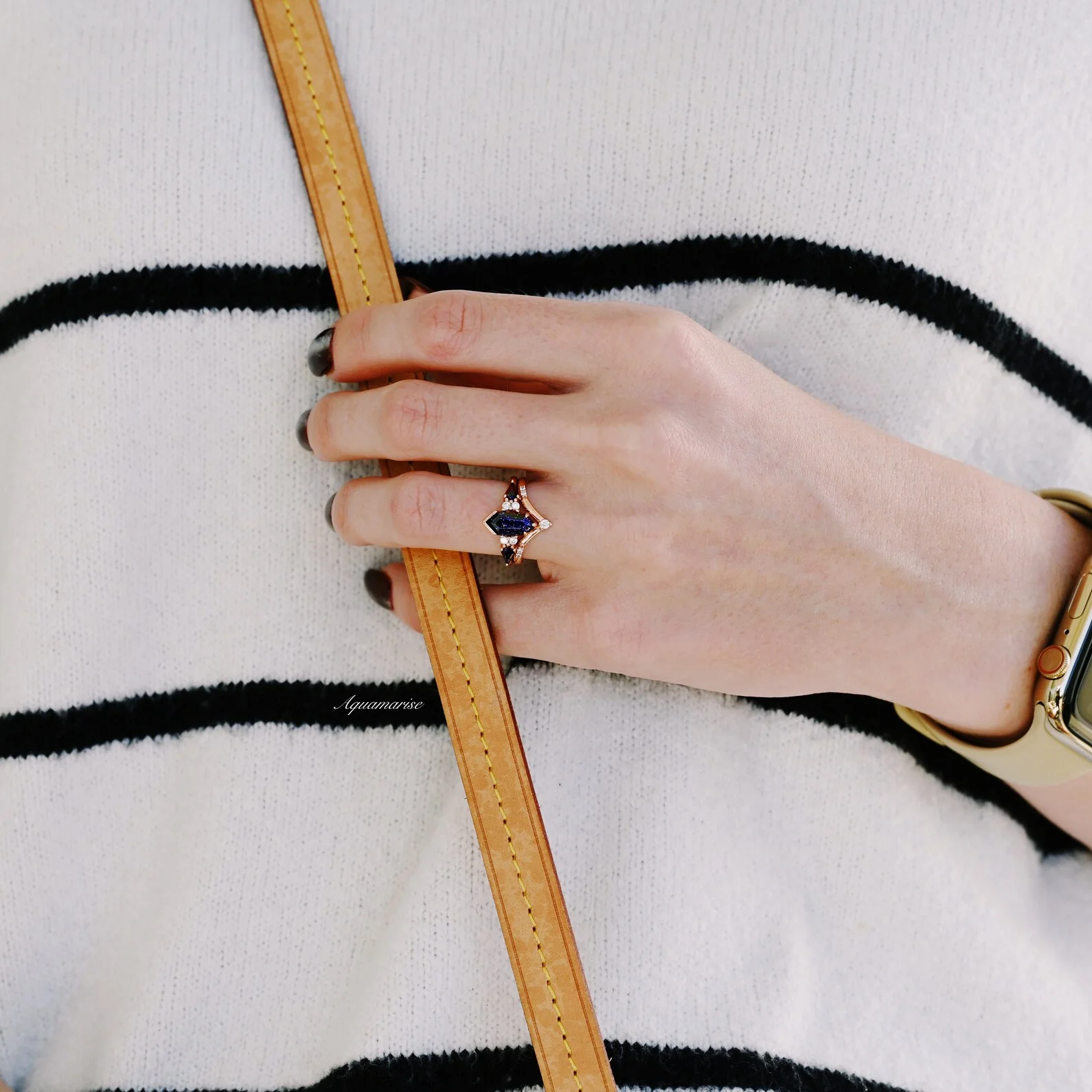 Kite Galaxy Sandstone (Starry Night) Ring Set- 14K Rose Gold Vermeil - Image 4