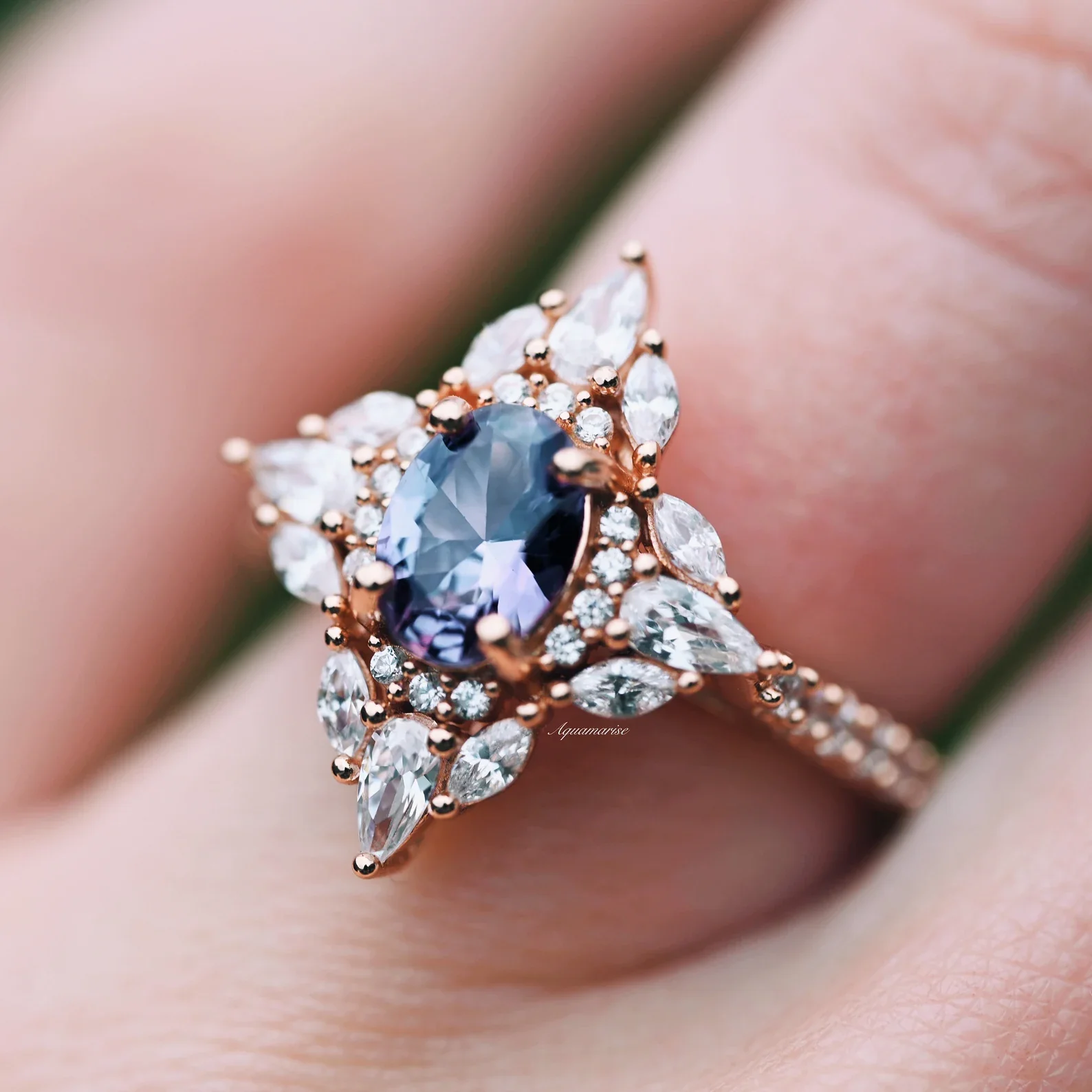 Stella Alexandrite Ring- 14K Rose Gold Vermeil - Image 3