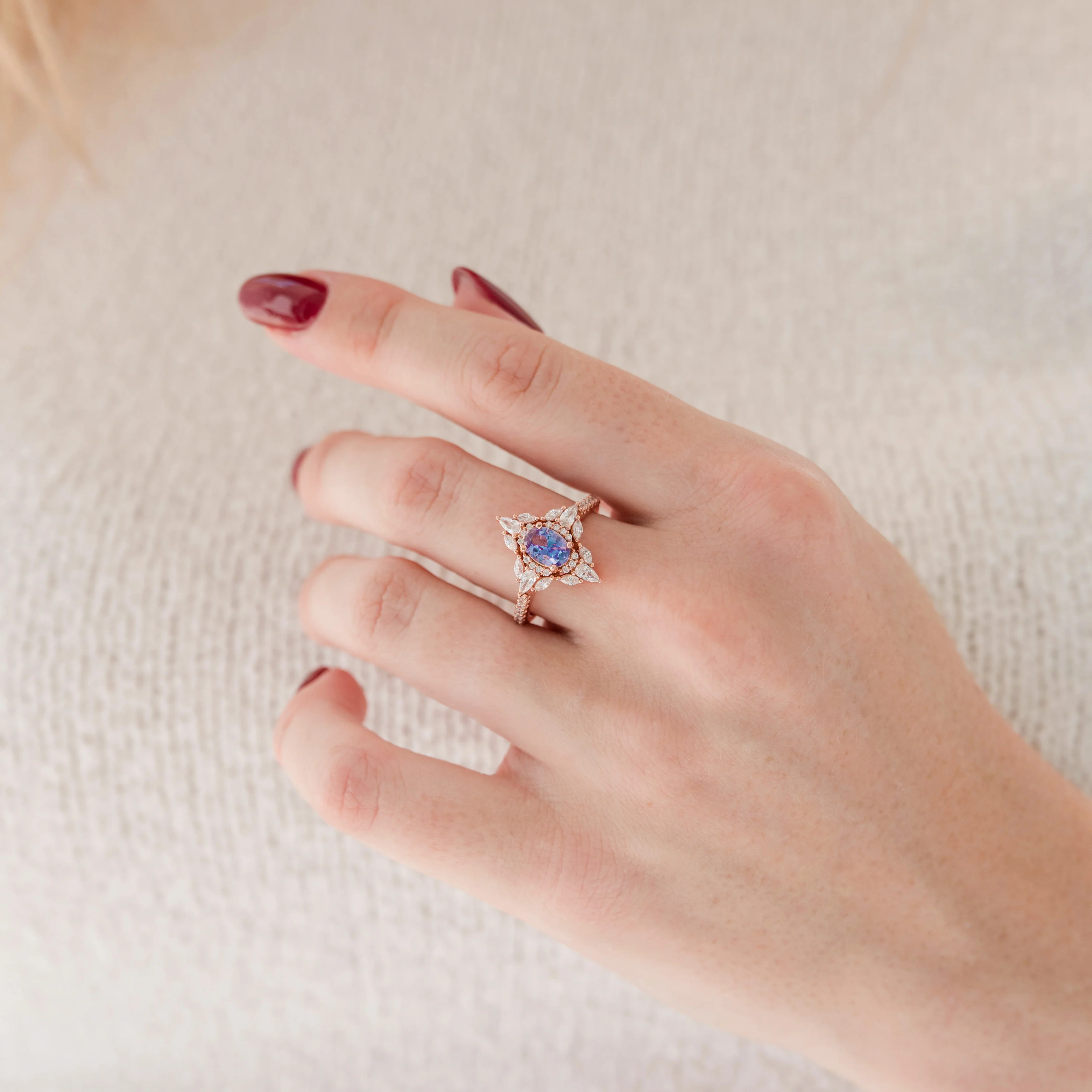 Stella Alexandrite Ring- 14K Rose Gold Vermeil - Image 6