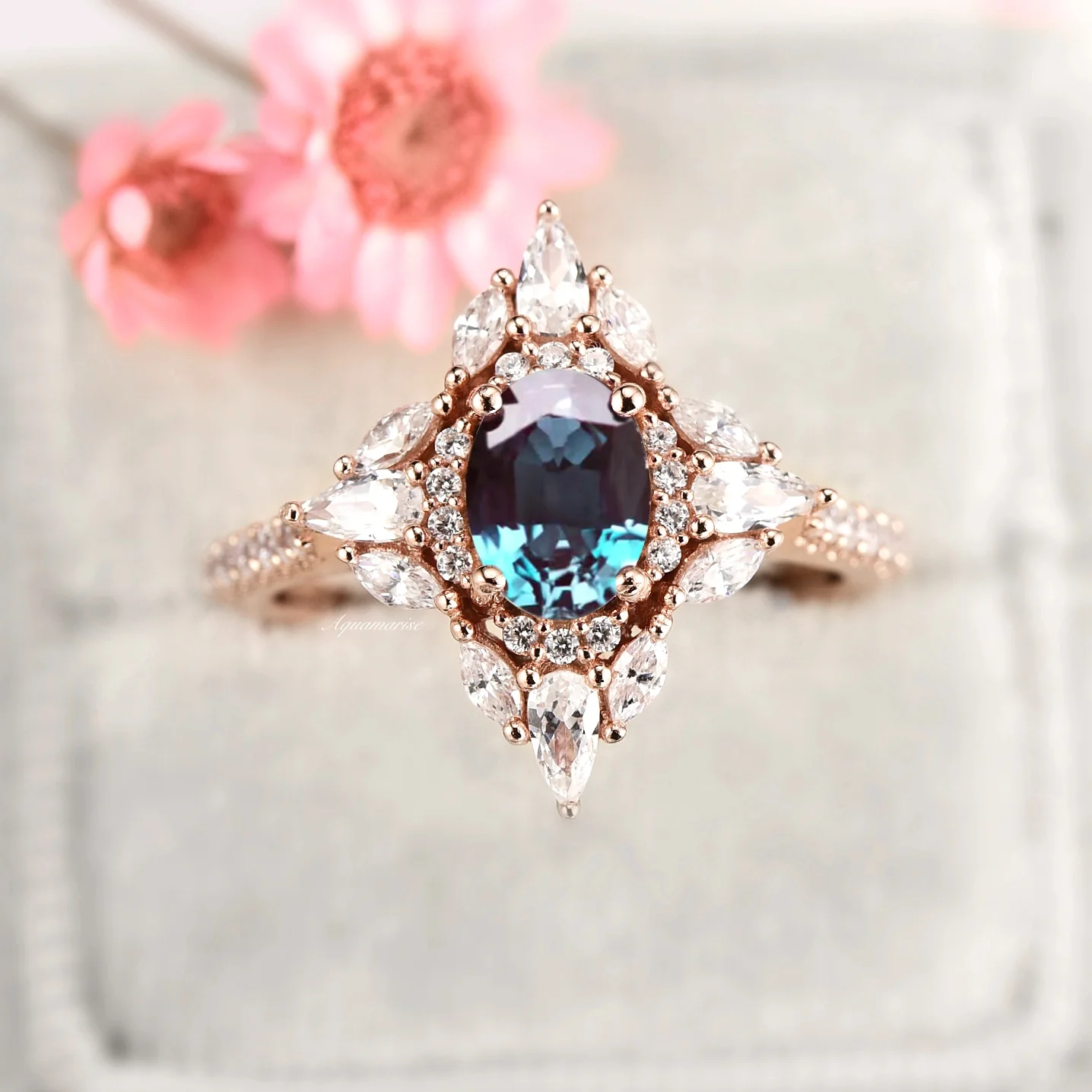 Stella Alexandrite Ring- 14K Rose Gold Vermeil - Image 7