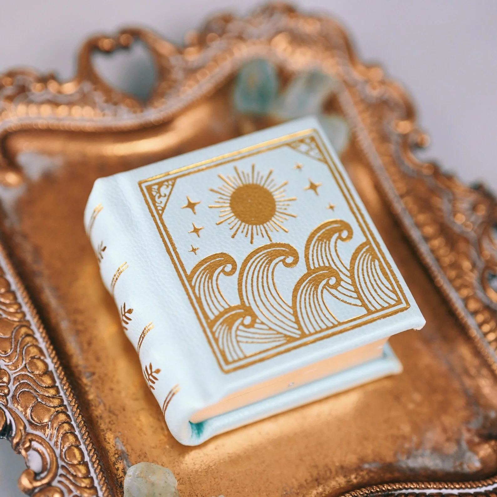 Summer Court Handmade Leather Book Ring Box- Seaglass Glow Edition (Small) - Image 3