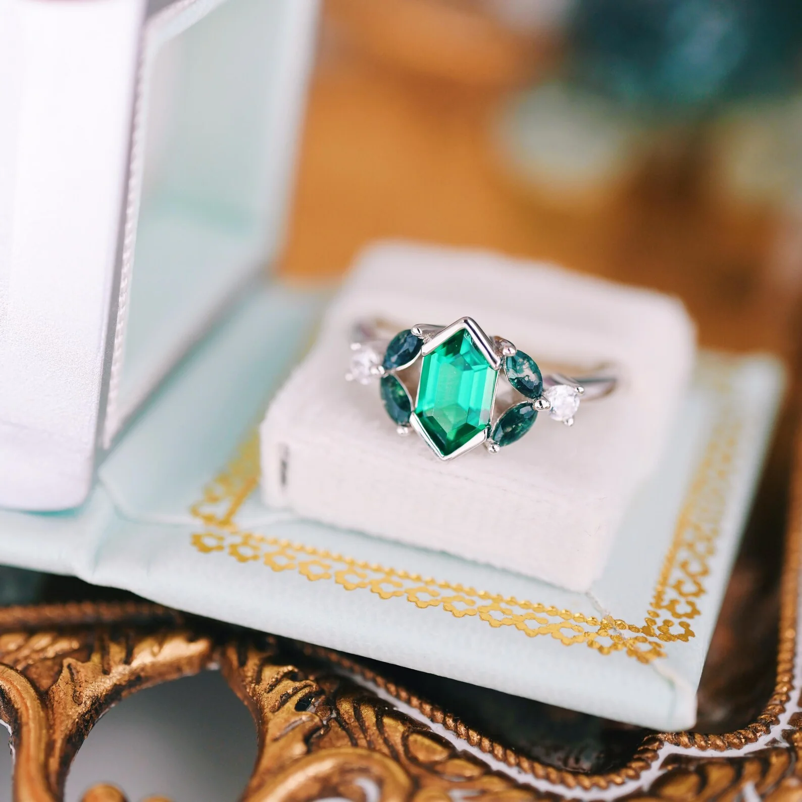 Summer Court Handmade Leather Book Ring Box- Seaglass Glow Edition (Small) - Image 6