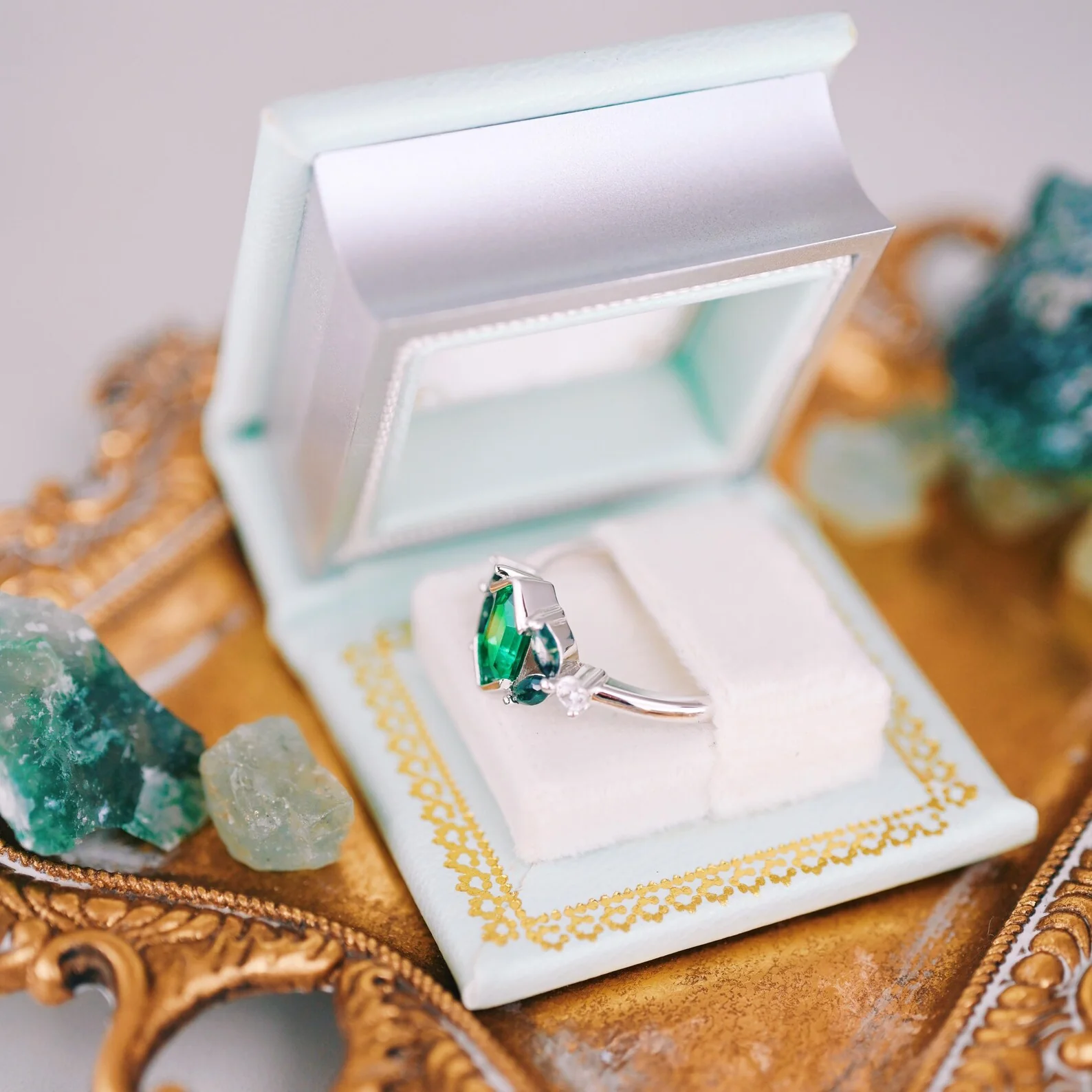 Summer Court Handmade Leather Book Ring Box- Seaglass Glow Edition (Small) - Image 8