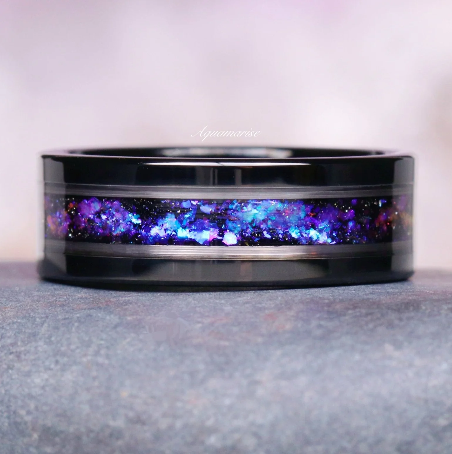 Galaxy Orion Nebula™ and Blue Sapphire Couples Ring Set - Image 3
