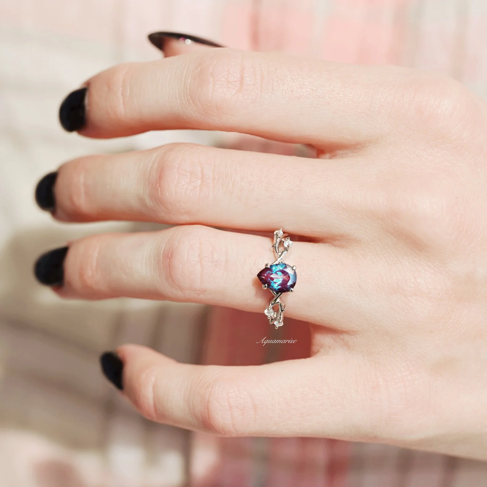 Twisted Vine Alexandrite Twig Ring in Sterling Silver - Image 3