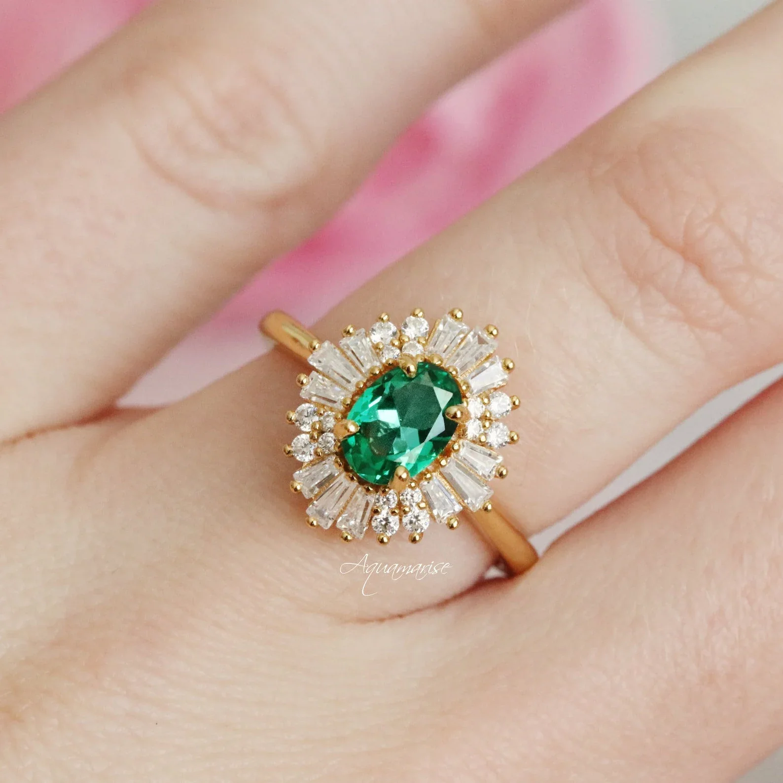Victoria Vintage Emerald Couples Ring Set - Image 6