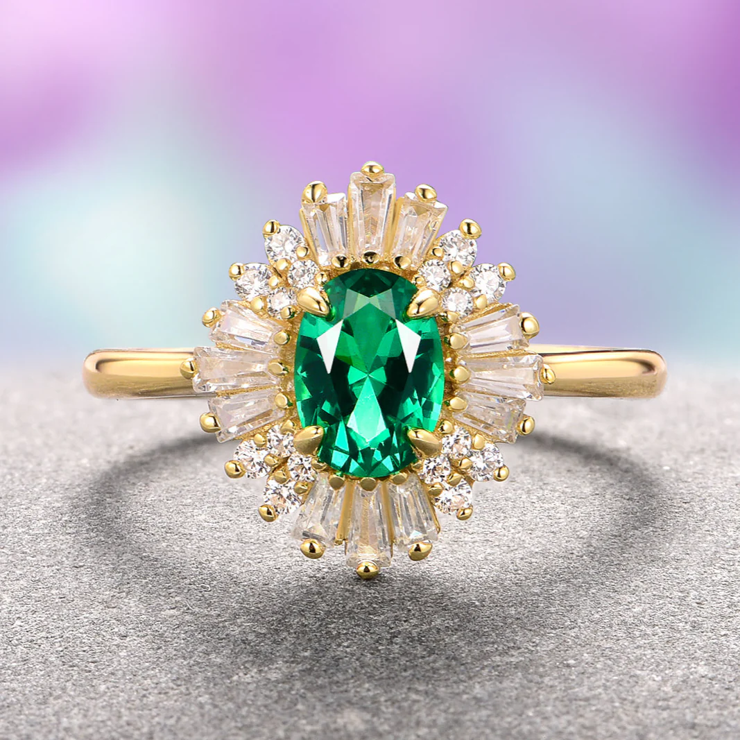 Victoria Vintage Emerald Couples Ring Set - Image 3