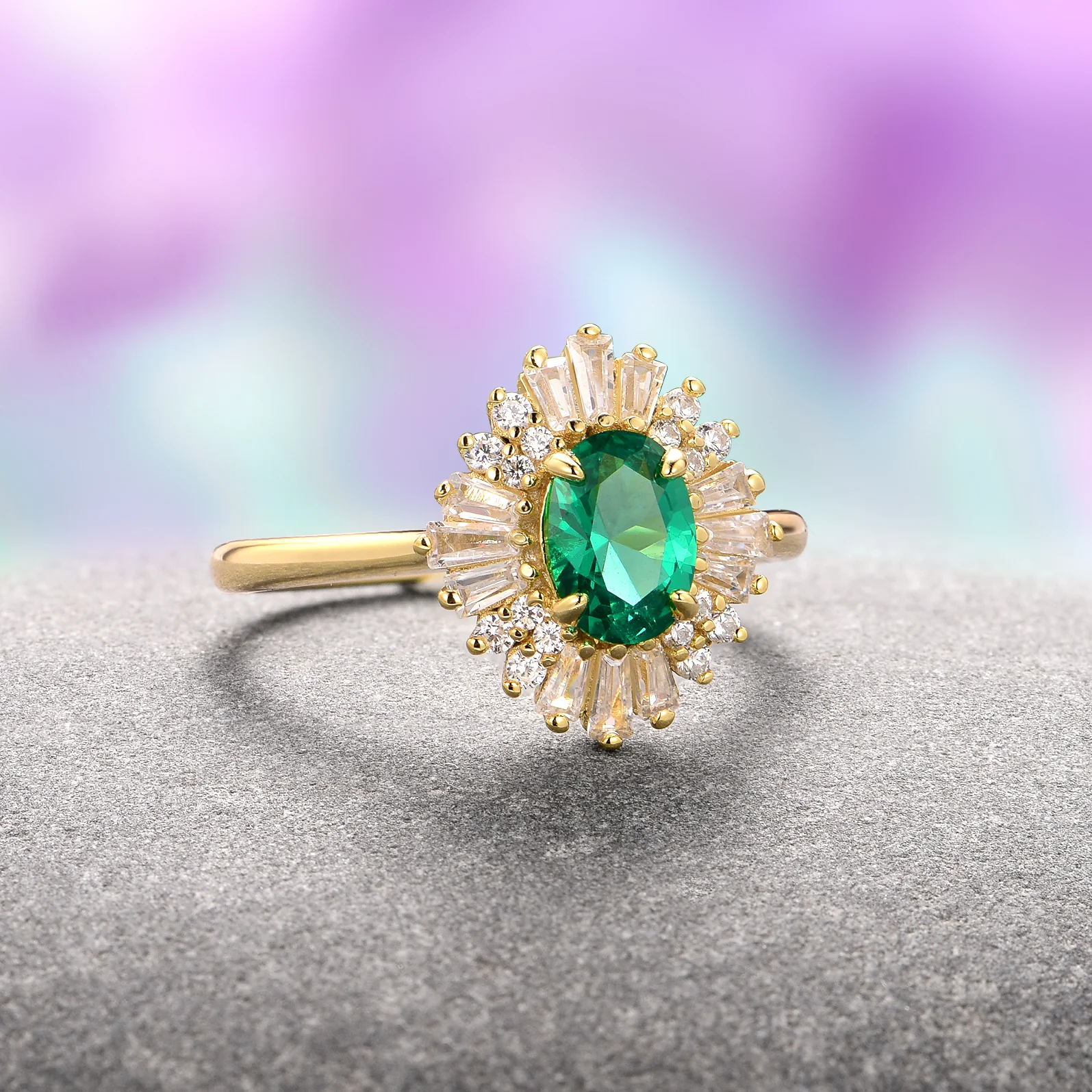 Victoria Vintage Emerald Couples Ring Set - Image 7