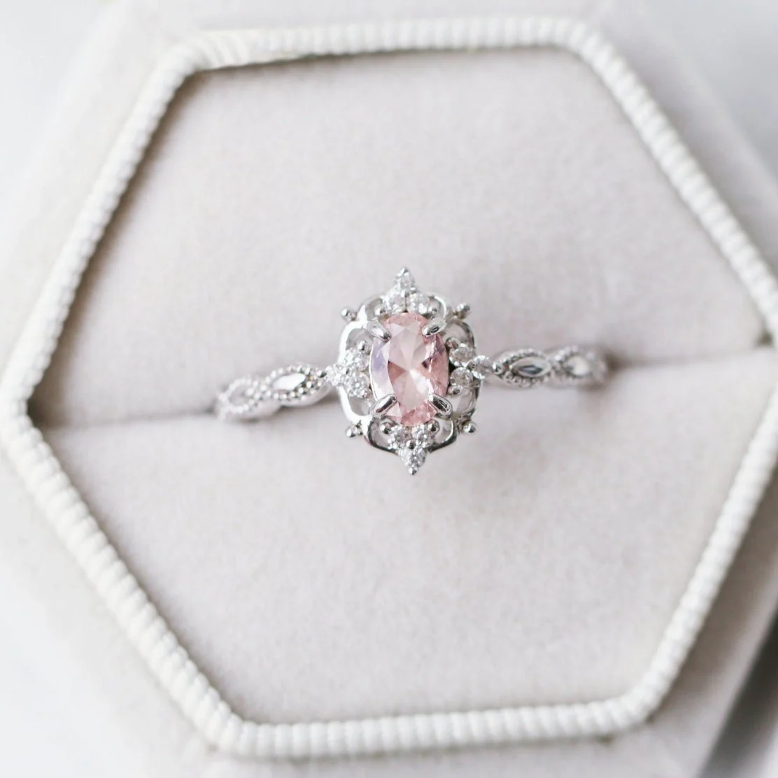 Vintage Morganite Couples Ring Set - Image 5