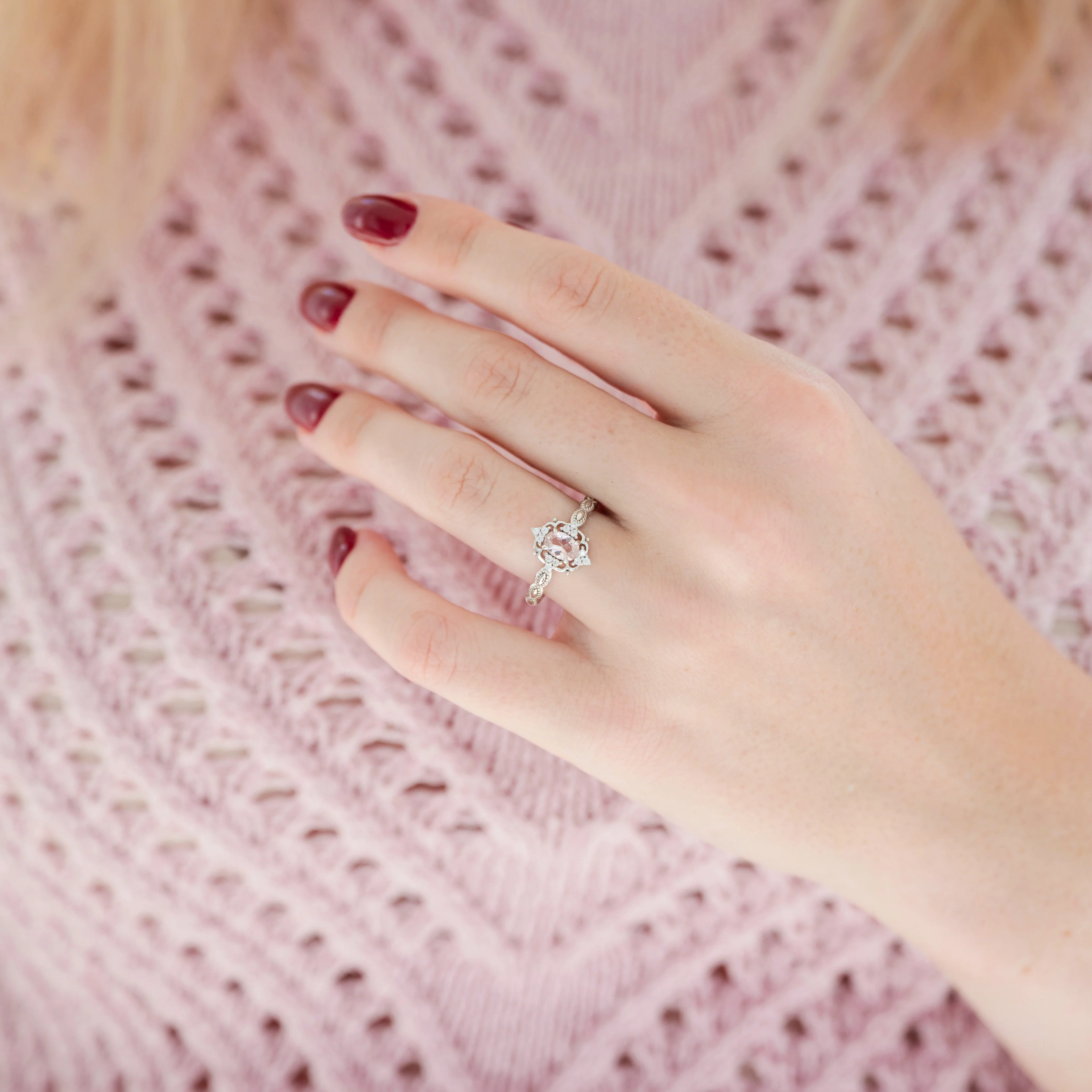 Vintage Morganite Couples Ring Set - Image 6