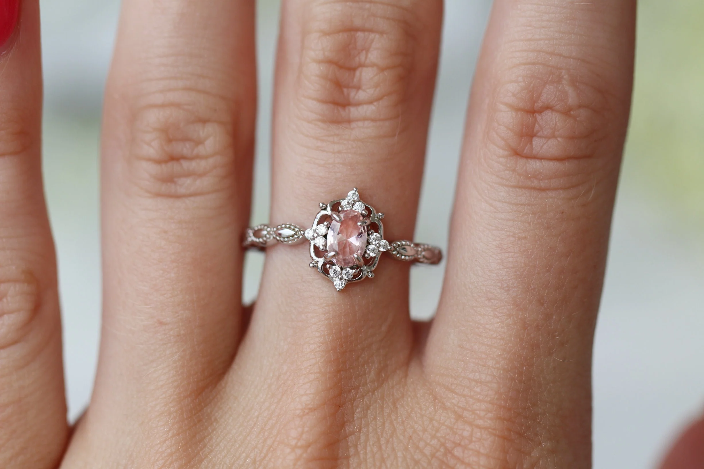 Vintage Morganite Couples Ring Set - Image 7